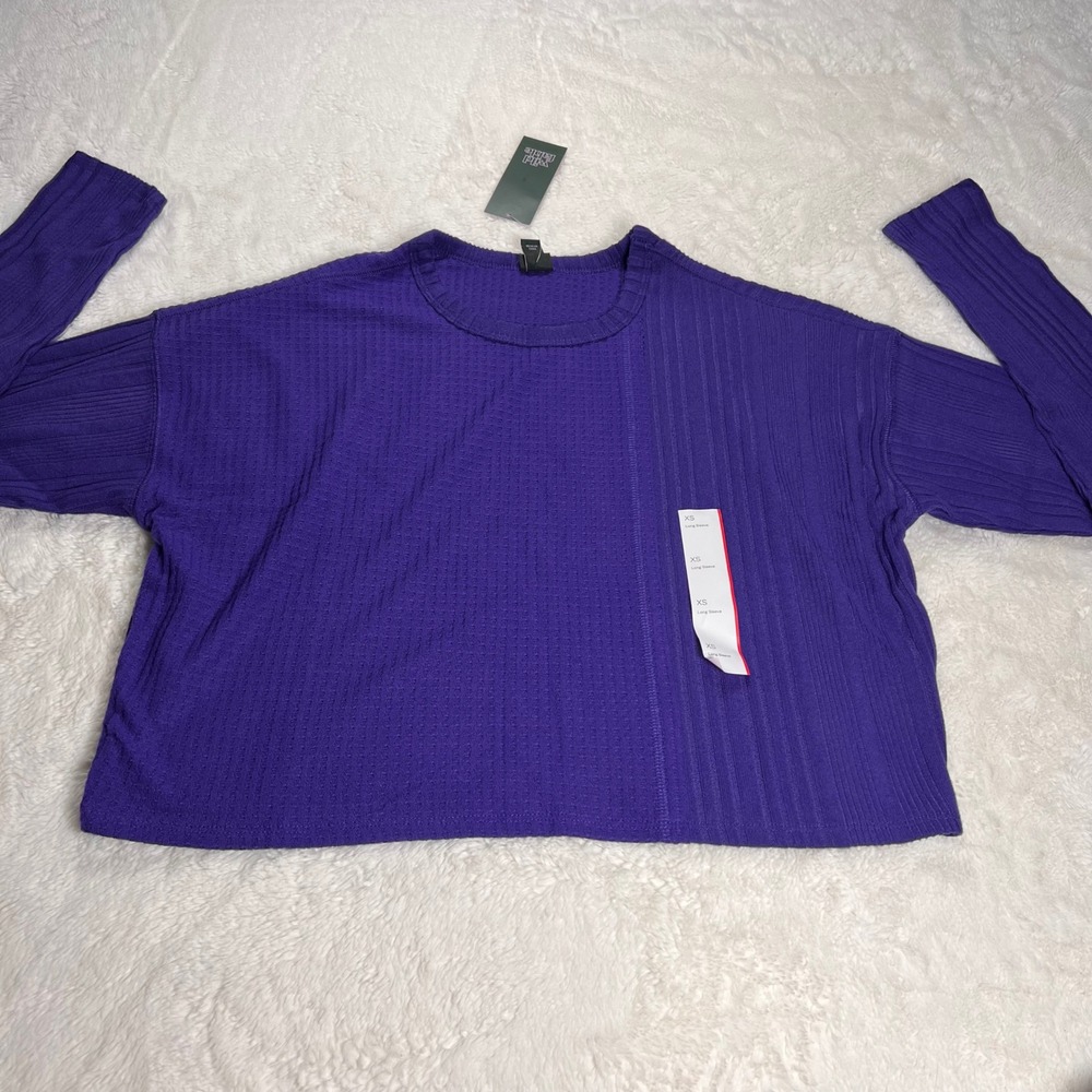 Wild Fable Women's Purple Long Sleeve Textured Crop Top XS Responsible Style NWT